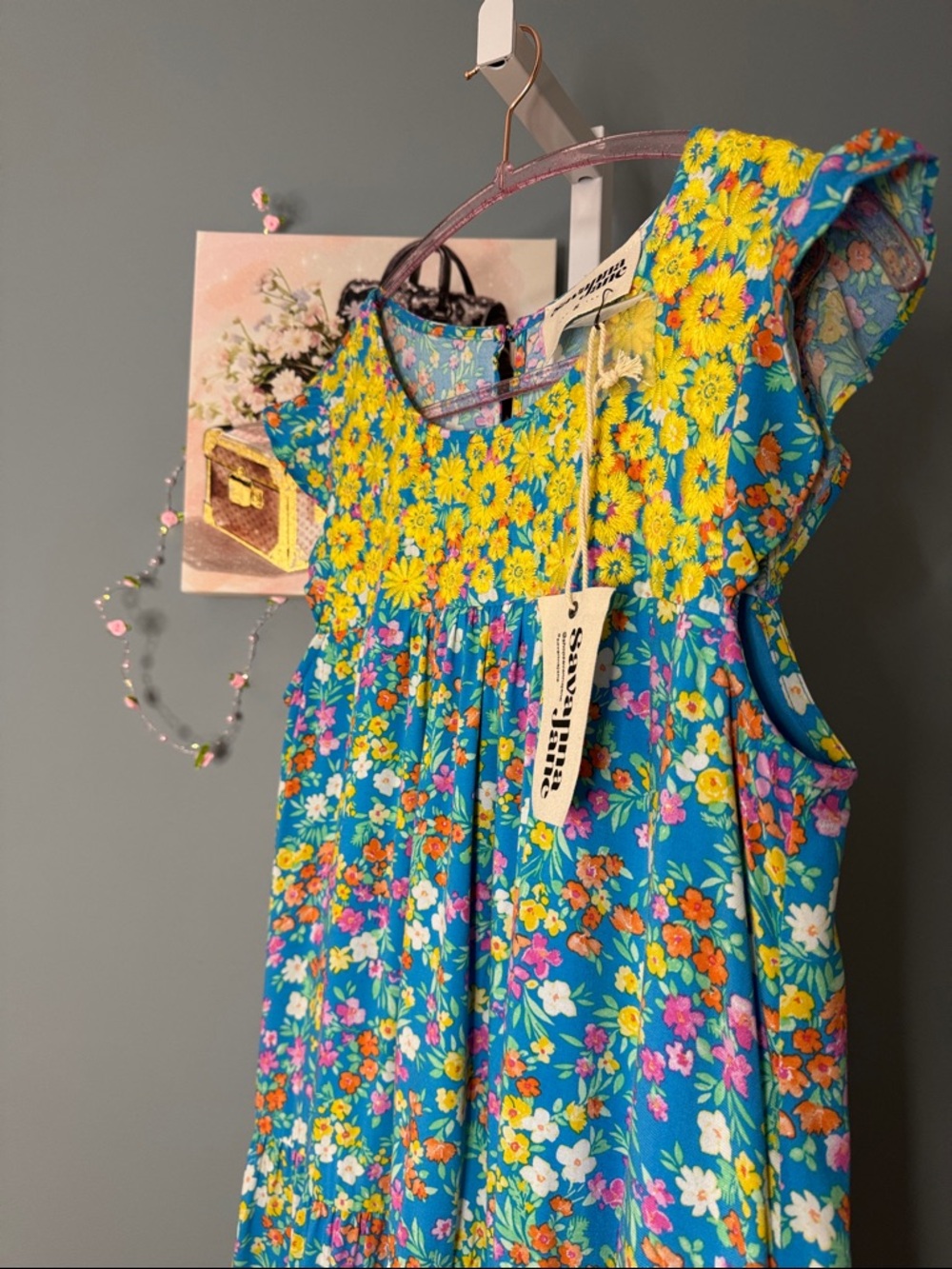 154 • Savanna Jane Embroidered Blue & Yellow Floral Sundress - Picture 6 of 7
